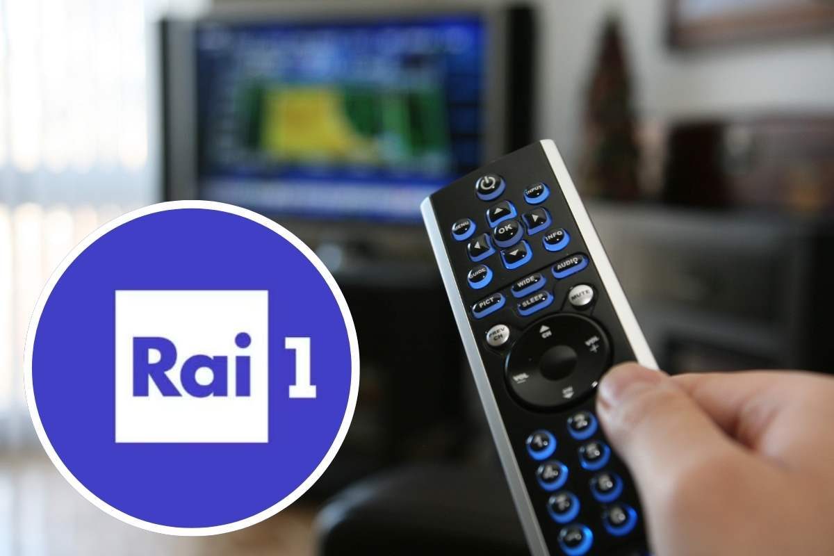 telecomando puntato alla TV e logo Rai