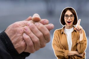 mani screpolate e ragazza con idea